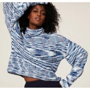STAUD Blue Multi Knit Cowl Sweater